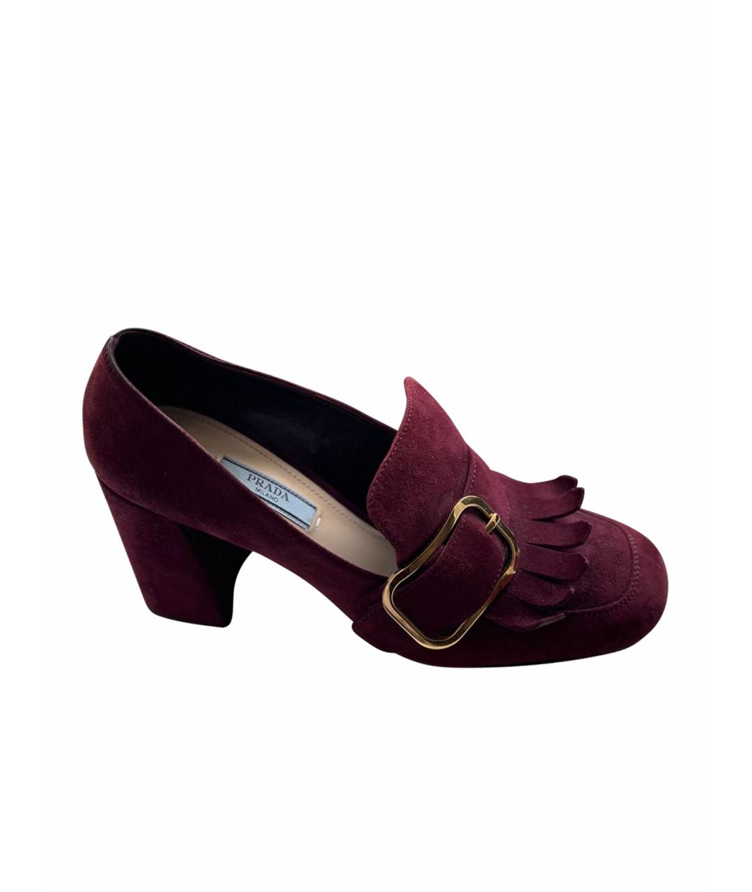 PRADA Бордовые замшевые туфли, фото 1