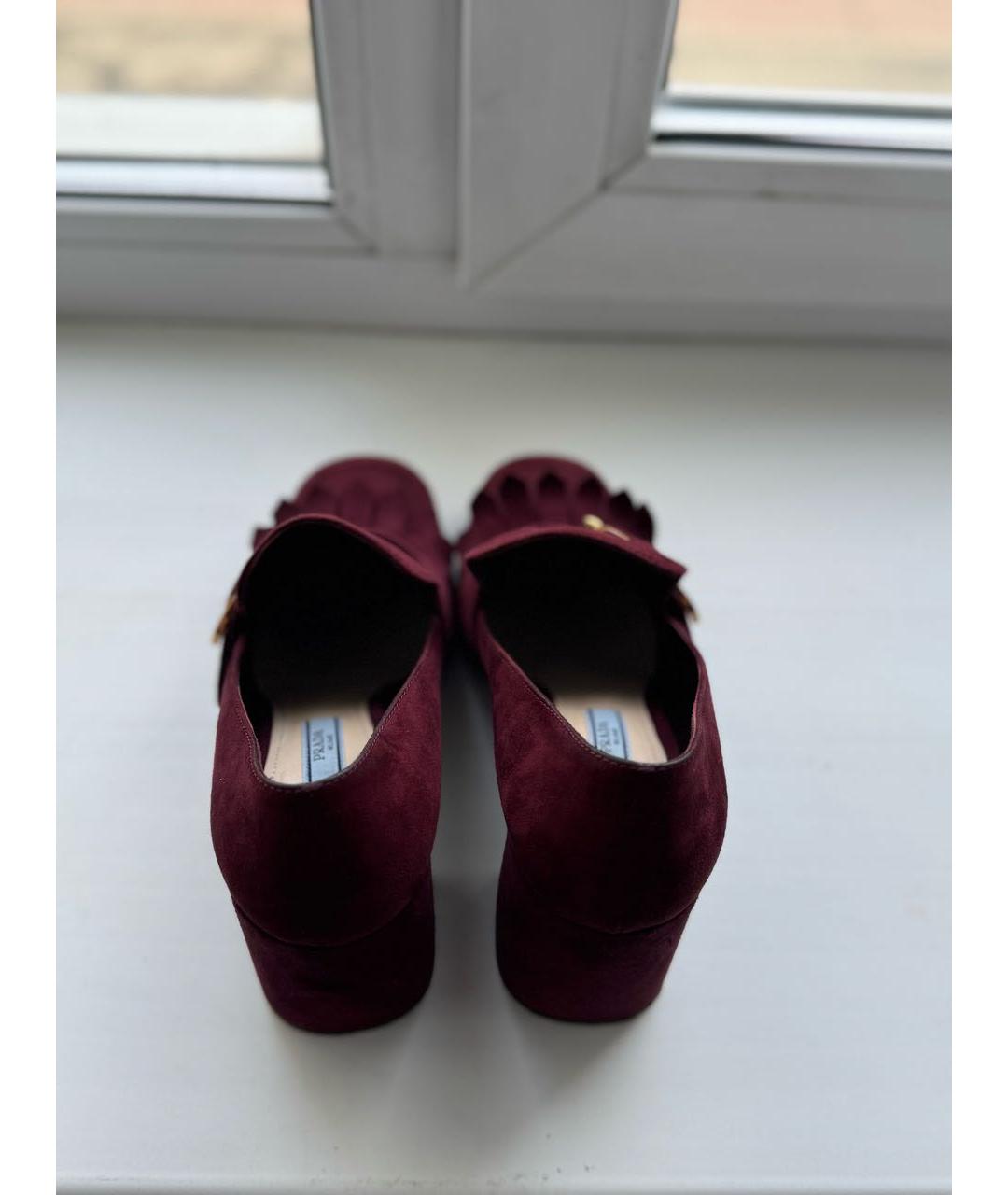 PRADA Бордовые замшевые туфли, фото 3
