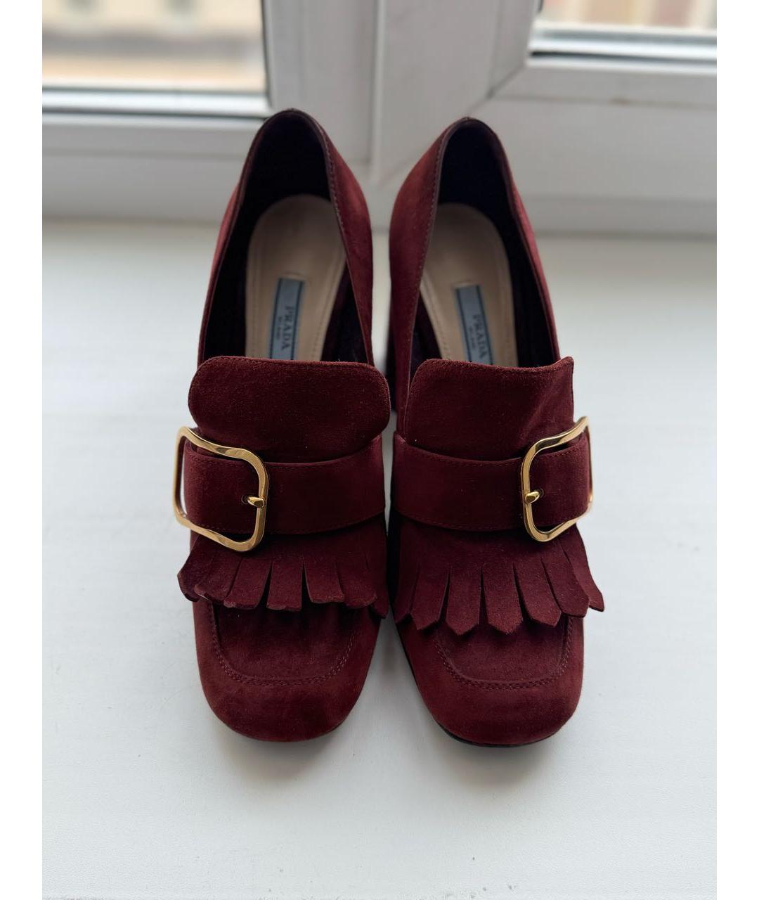 PRADA Бордовые замшевые туфли, фото 2