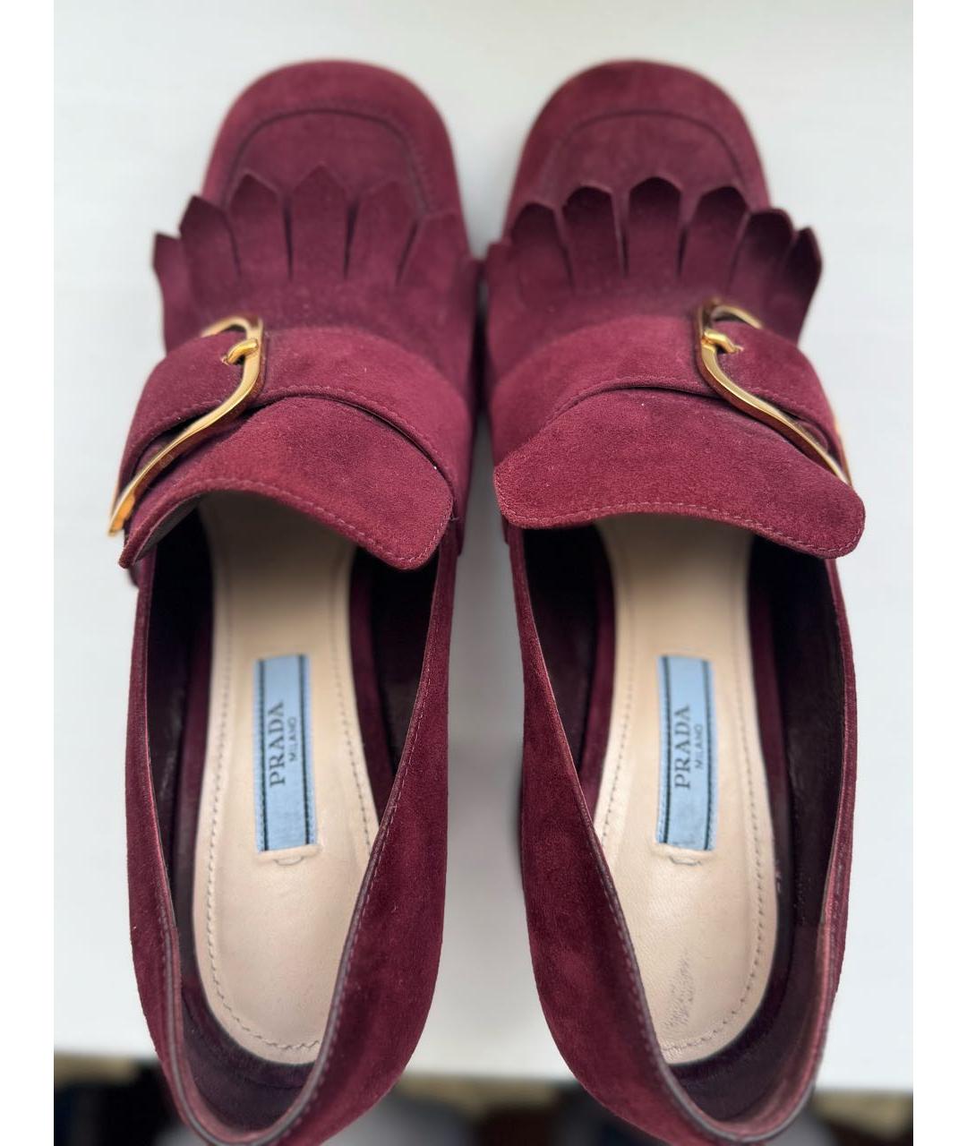PRADA Бордовые замшевые туфли, фото 5