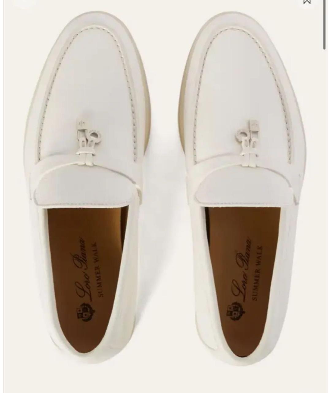 LORO PIANA Белые кожаные лоферы, фото 3