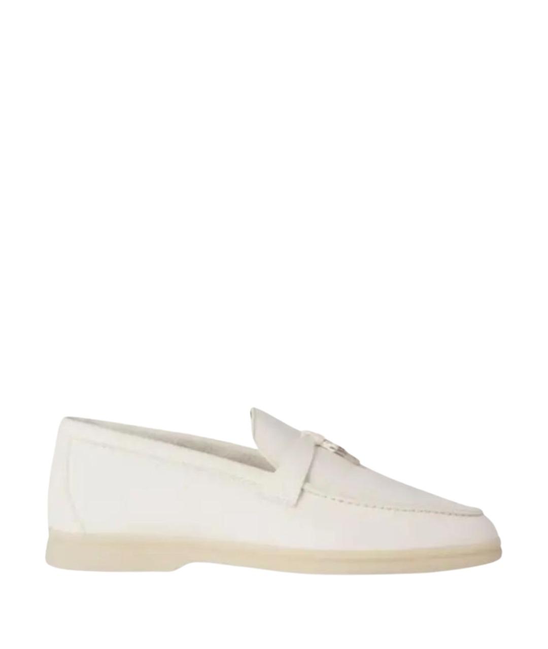 LORO PIANA Белые кожаные лоферы, фото 1