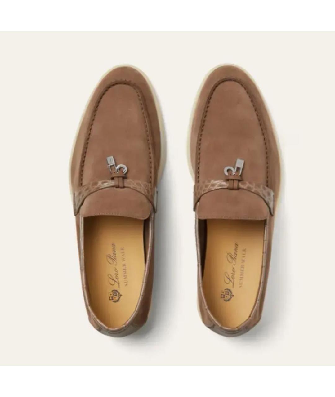 LORO PIANA Коричневые замшевые лоферы, фото 6