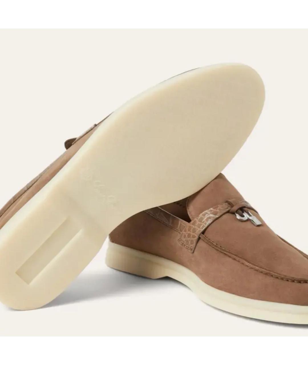 LORO PIANA Коричневые замшевые лоферы, фото 5