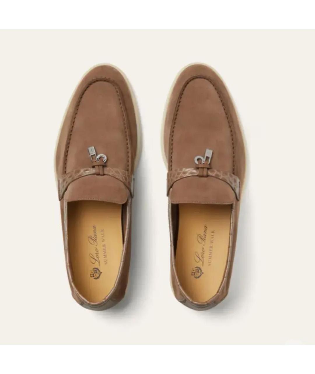 LORO PIANA Коричневые замшевые лоферы, фото 2