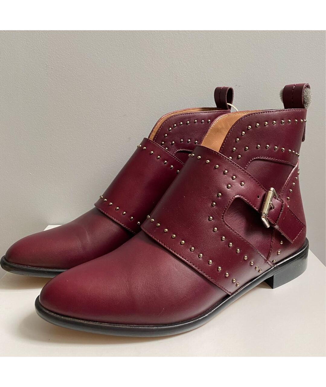 EMPORIO ARMANI Бордовые кожаные ботинки, фото 6