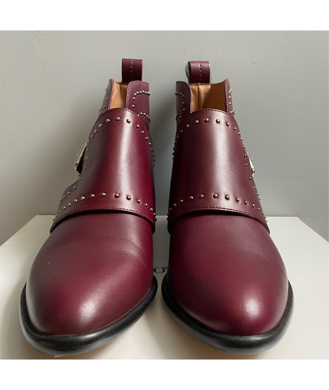EMPORIO ARMANI Бордовые кожаные ботинки, фото 2