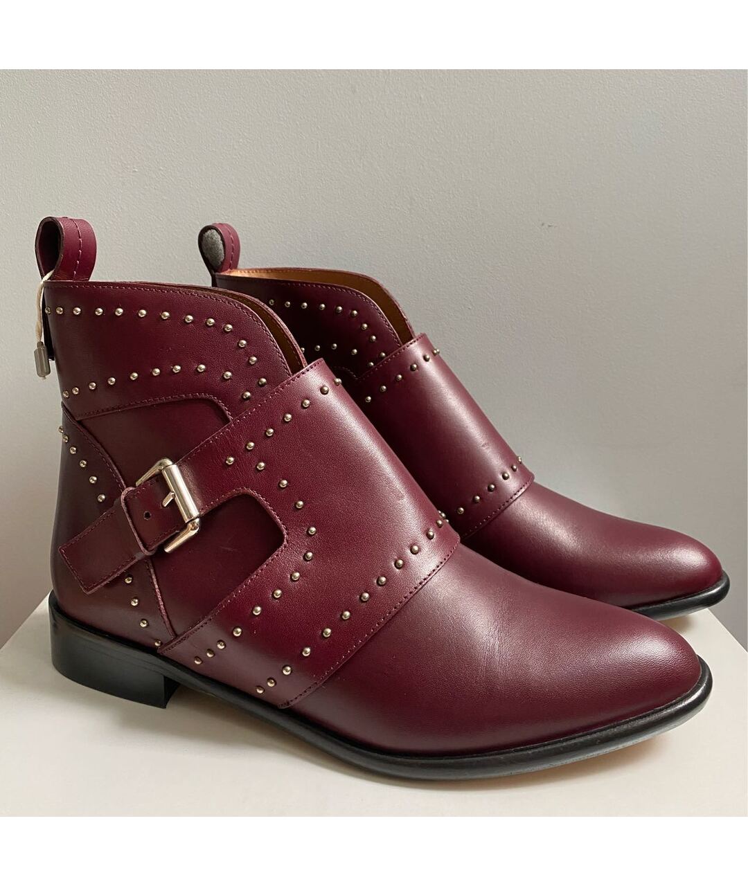 EMPORIO ARMANI Бордовые кожаные ботинки, фото 5