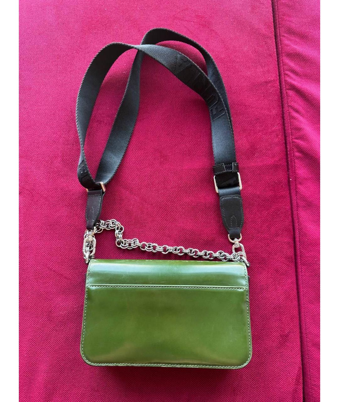 FURLA Зеленая сумка через плечо из лакированной кожи, фото 2