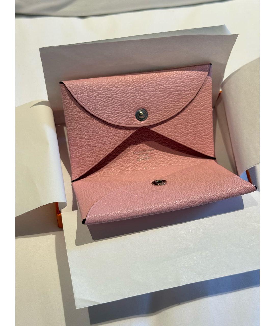 HERMES Розовый кожаный кардхолдер, фото 4
