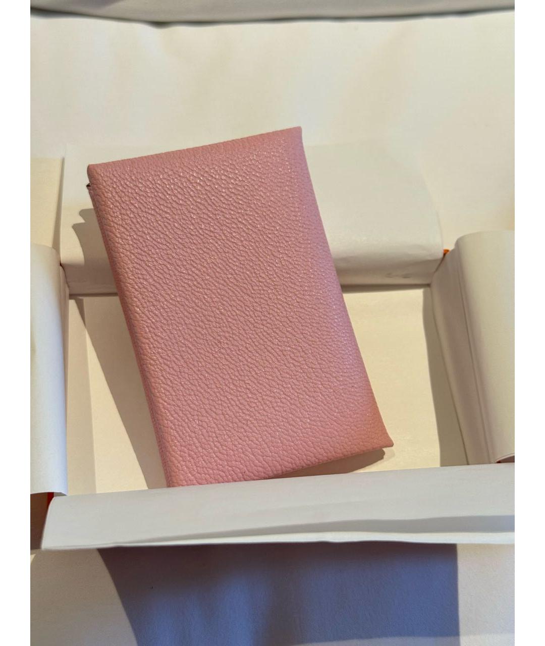 HERMES Розовый кожаный кардхолдер, фото 2