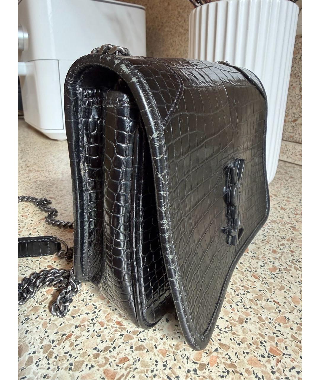 SAINT LAURENT Черная кожаная сумка через плечо, фото 2