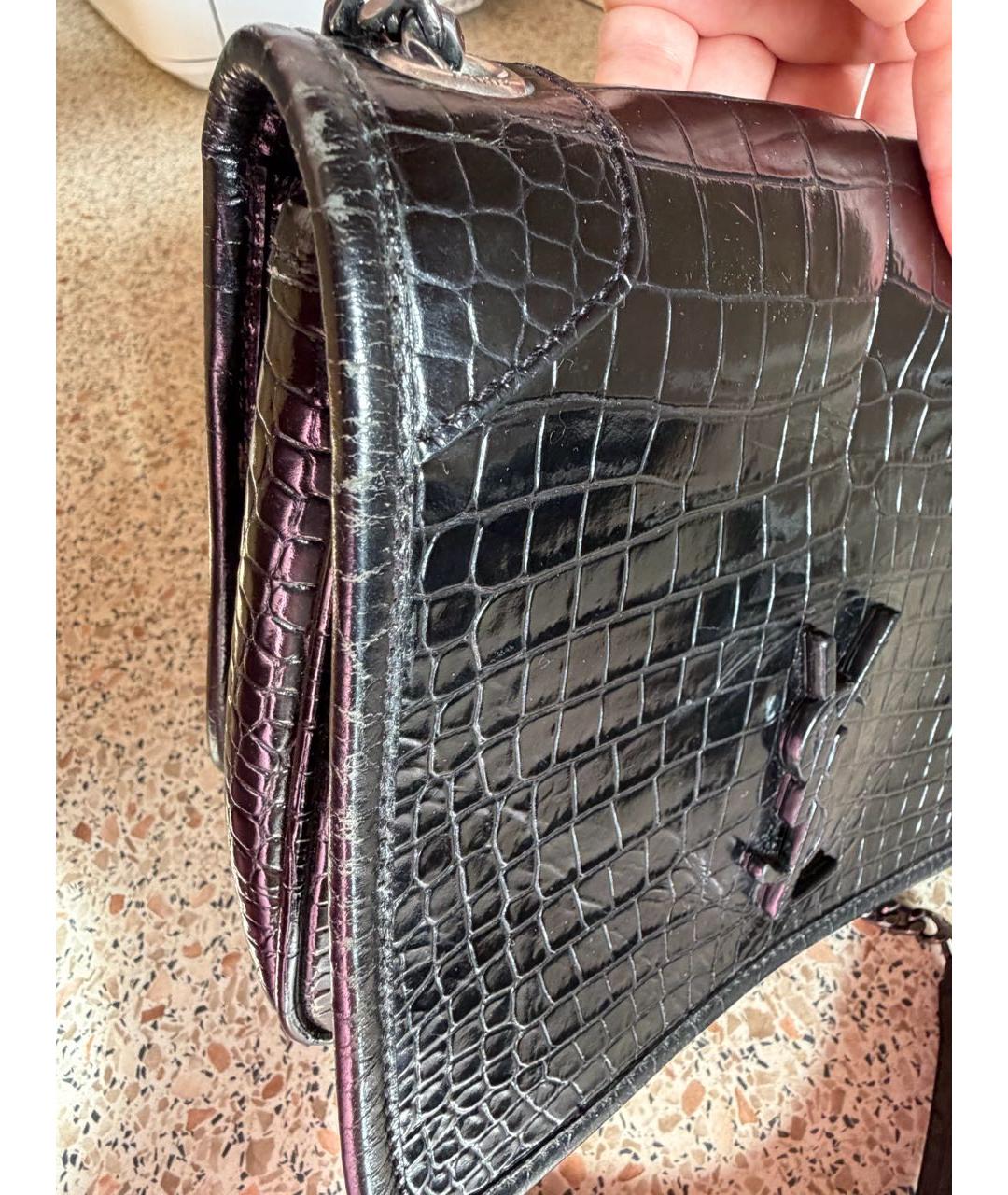 SAINT LAURENT Черная кожаная сумка через плечо, фото 6