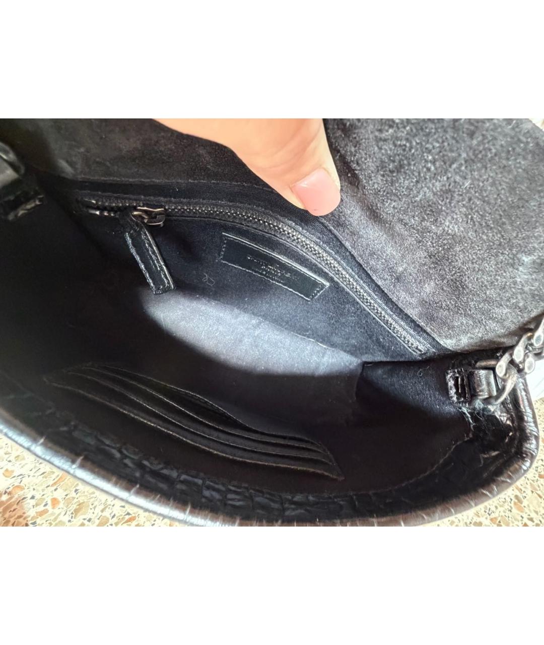 SAINT LAURENT Черная кожаная сумка через плечо, фото 4