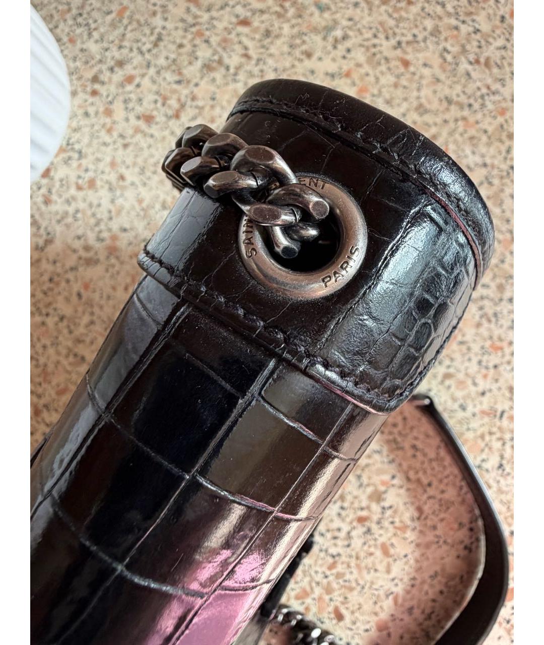 SAINT LAURENT Черная кожаная сумка через плечо, фото 5