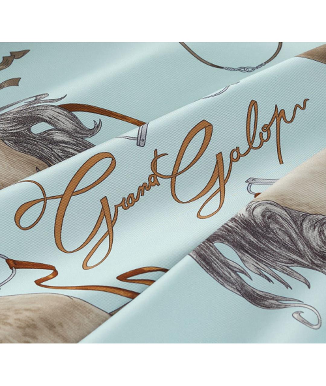 HERMES Голубой шелковый платок, фото 4