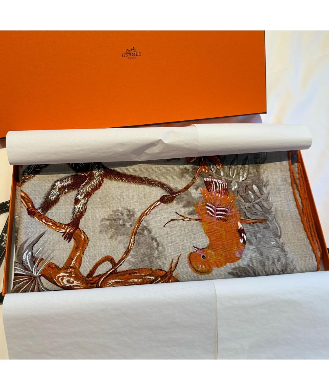 HERMES Бежевый кашемировый платок, фото 2