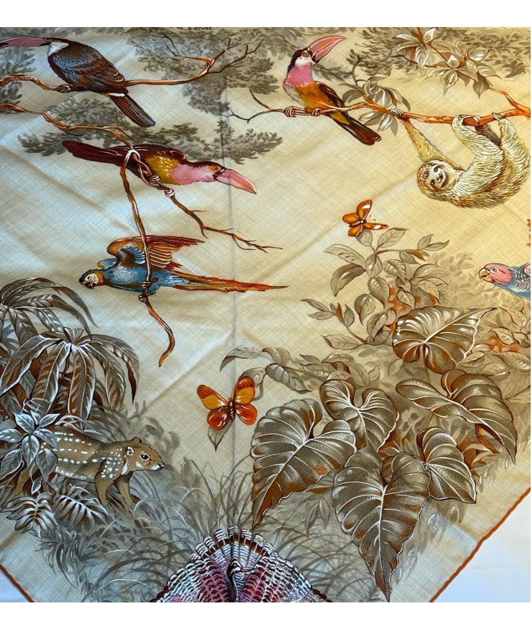 HERMES Бежевый кашемировый платок, фото 4