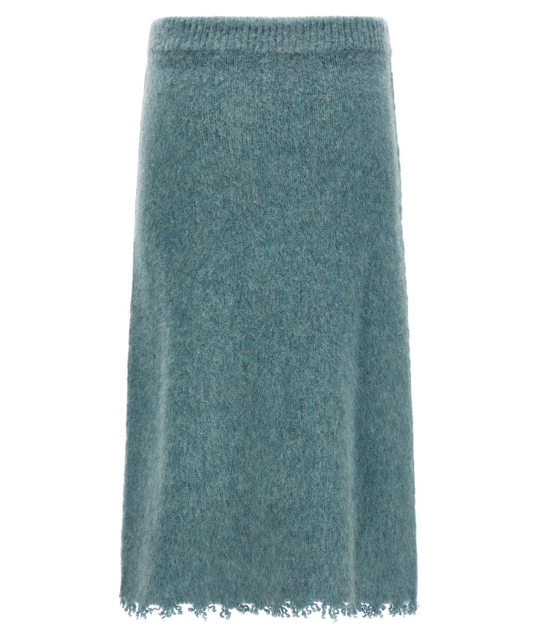 JIL SANDER Голубая шерстяная юбка миди, фото 2