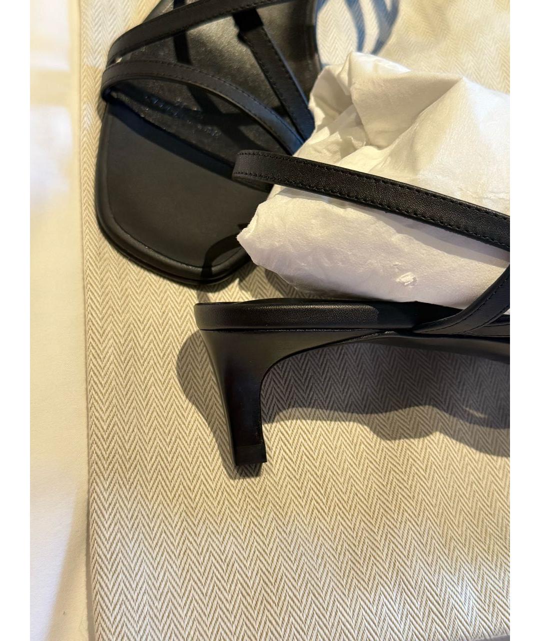 HERMES Черные кожаные босоножки, фото 3