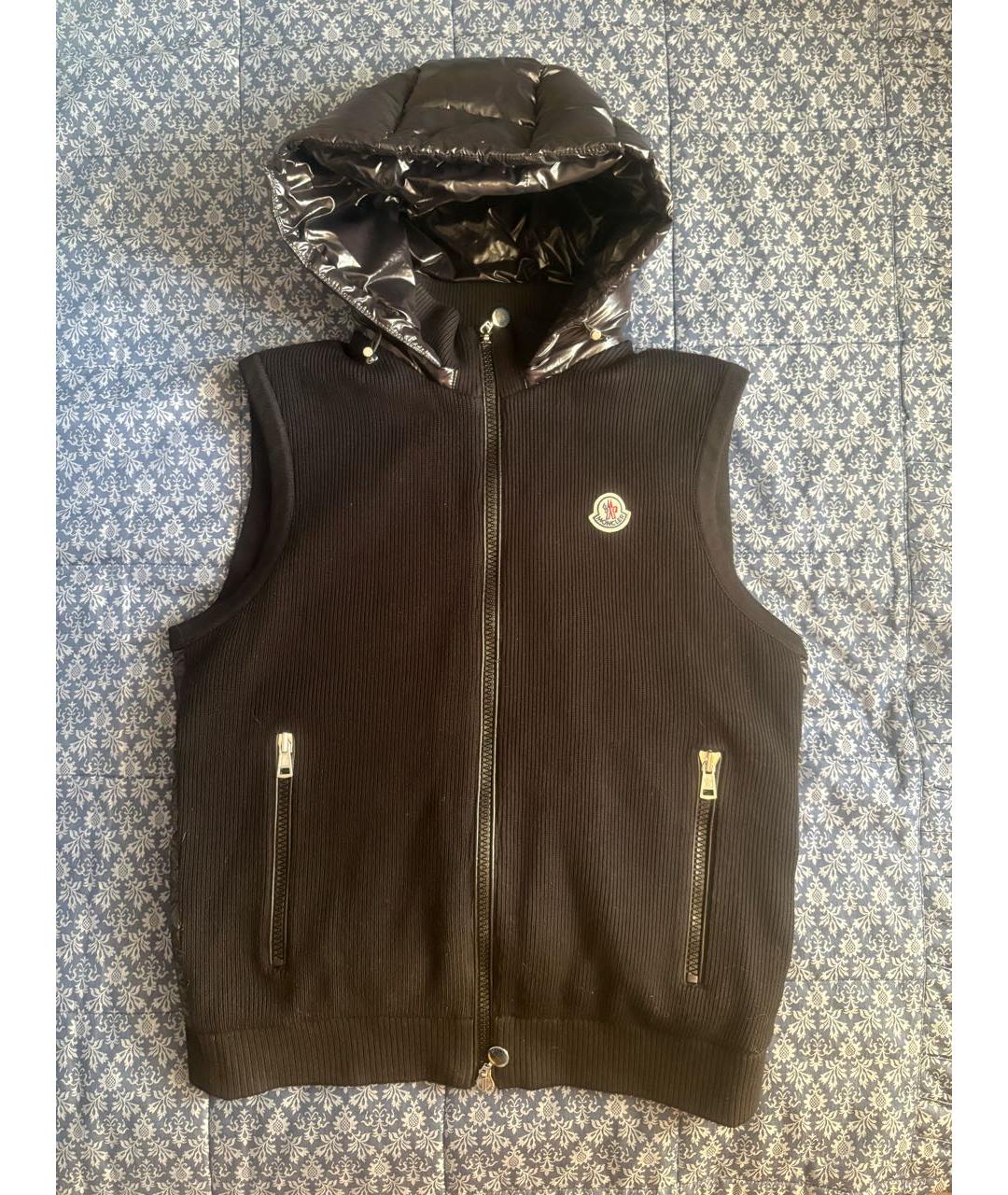 MONCLER Черная хлопковая жилетка, фото 9