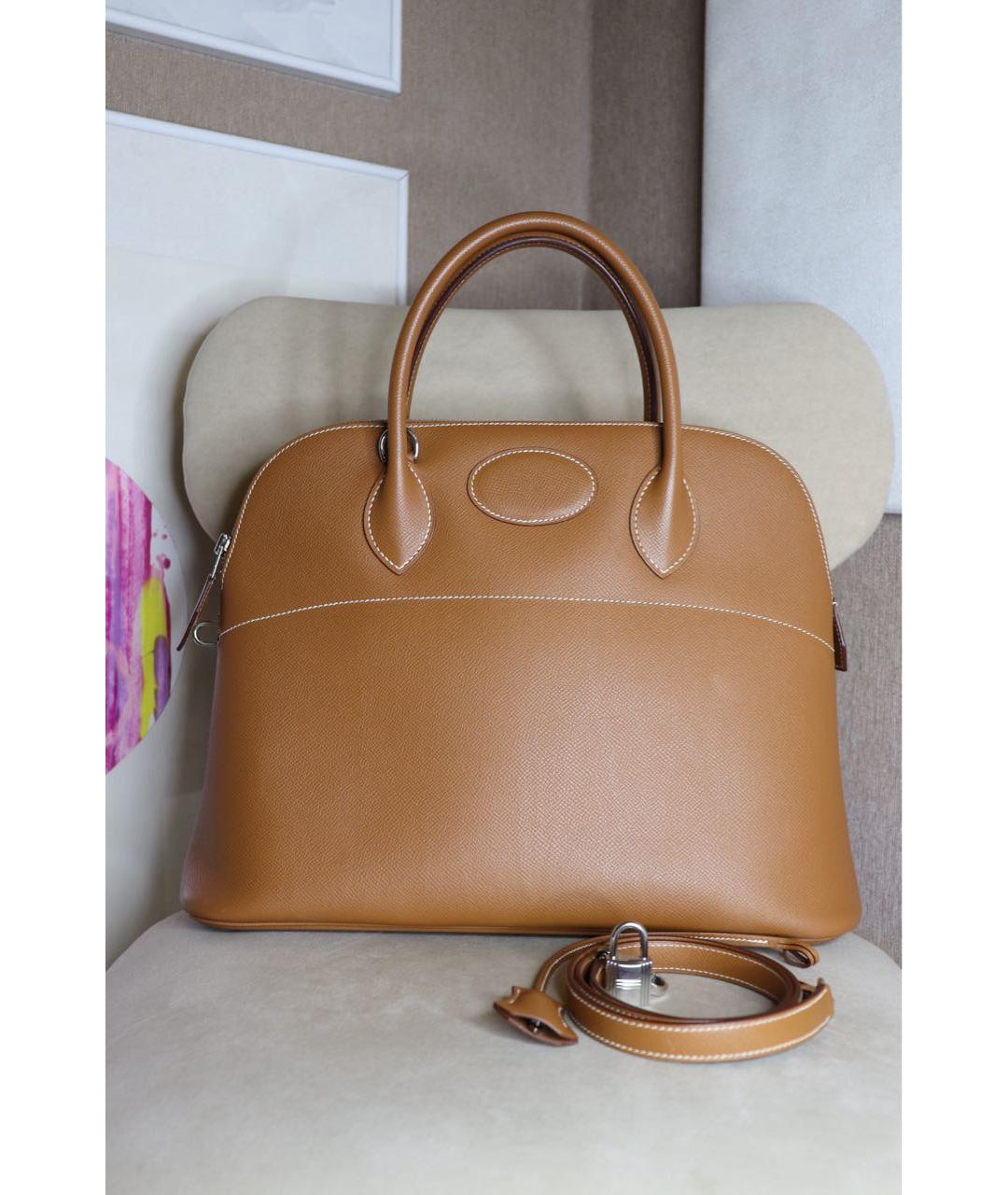HERMES Коричневая кожаная сумка тоут, фото 9