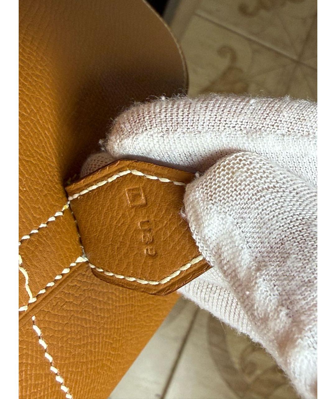 HERMES Коричневая кожаная сумка тоут, фото 8