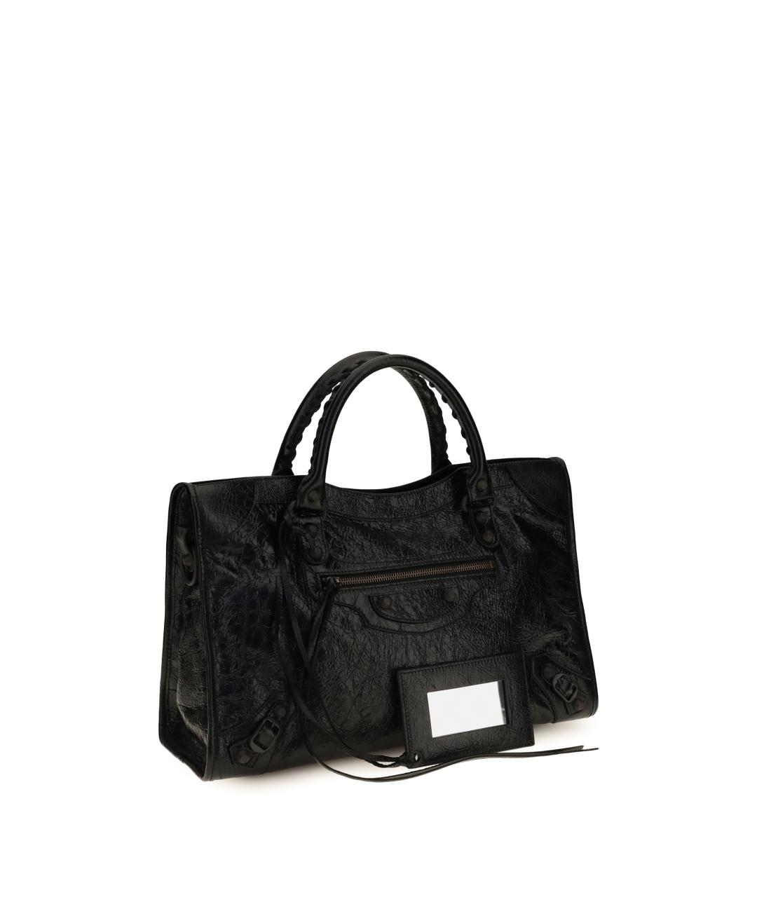 BALENCIAGA Черная кожаная сумка тоут, фото 2