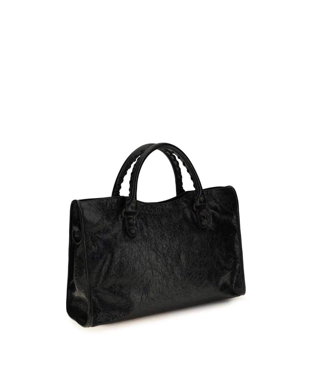 BALENCIAGA Черная кожаная сумка тоут, фото 3