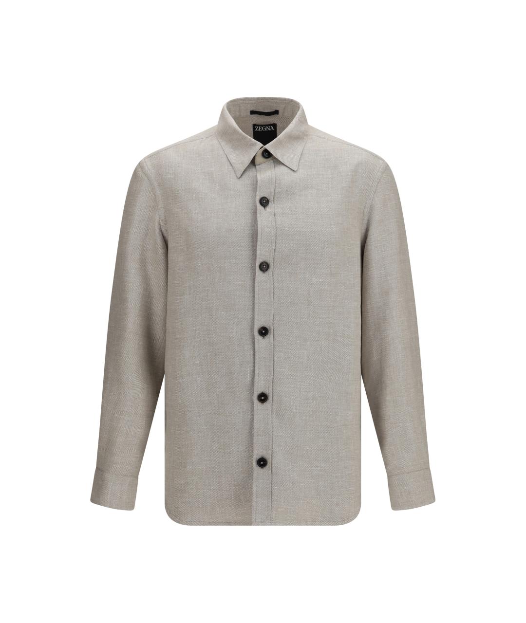 ZEGNA Бежевая кашемировая классическая рубашка, фото 1