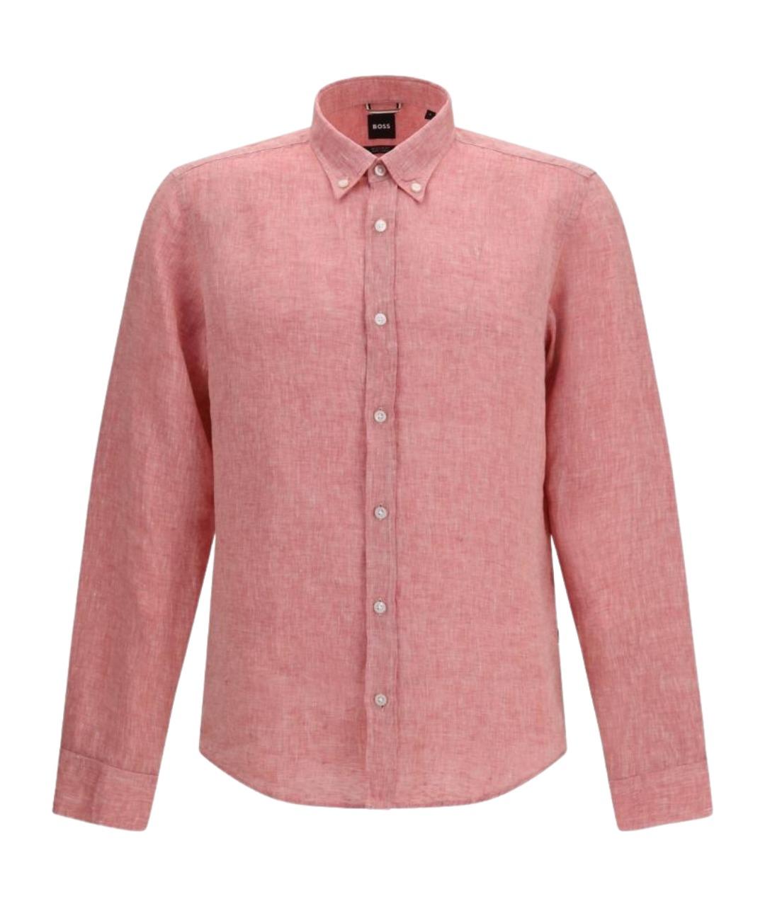 HUGO BOSS Коралловая льняная кэжуал рубашка, фото 1