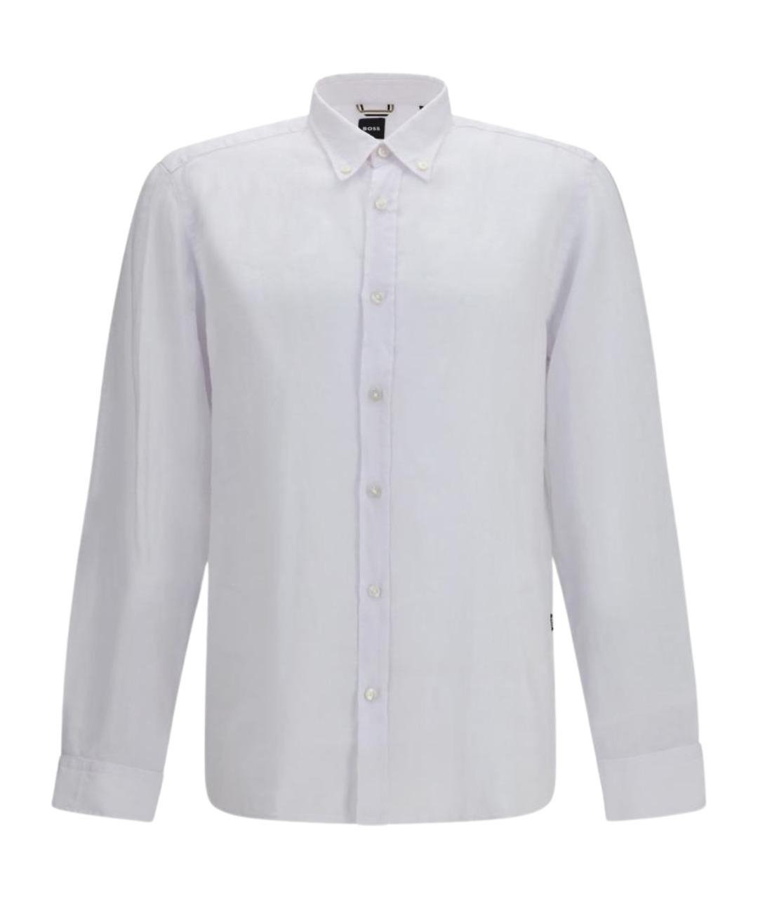HUGO BOSS Белая льняная классическая рубашка, фото 1