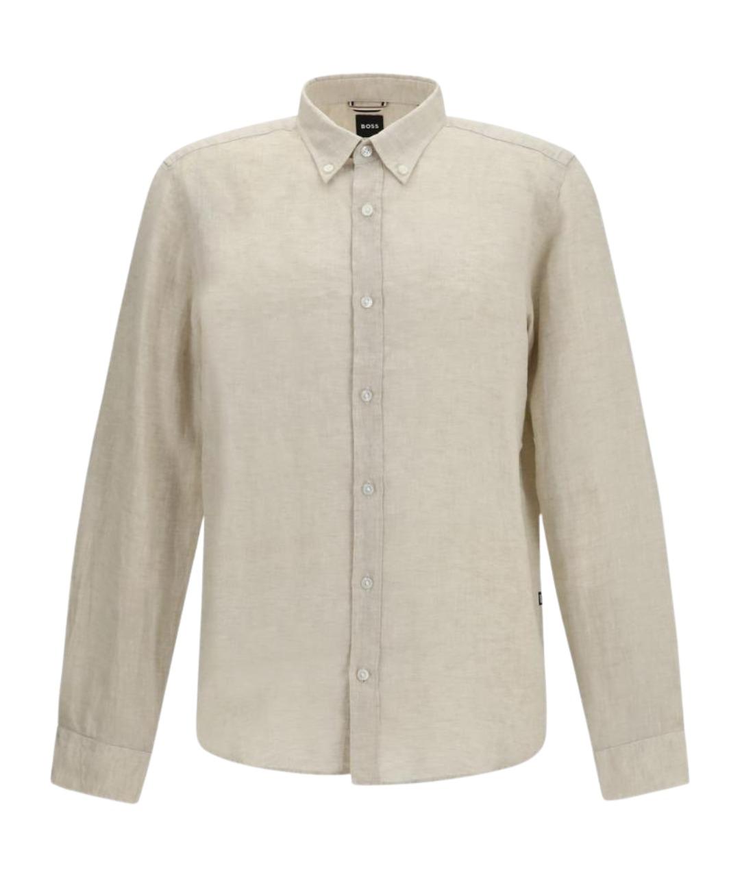 HUGO BOSS Бежевая льняная кэжуал рубашка, фото 1