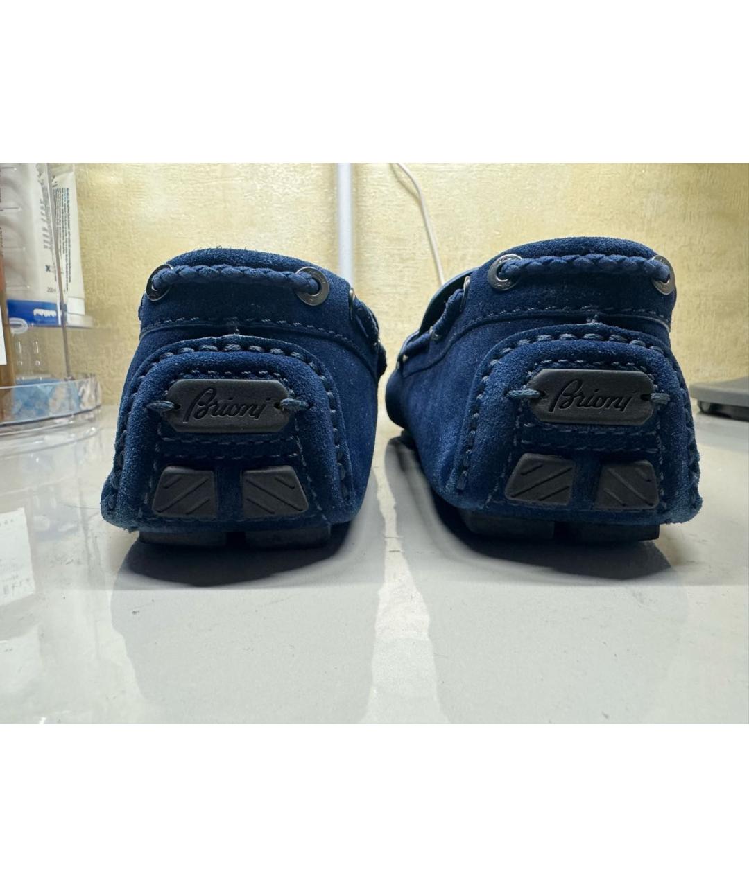 BRIONI Темно-синие замшевые мокасины, фото 4