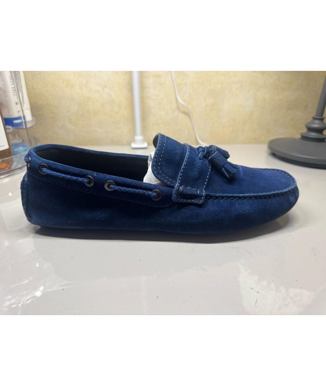 BRIONI Темно-синие замшевые мокасины, фото 7