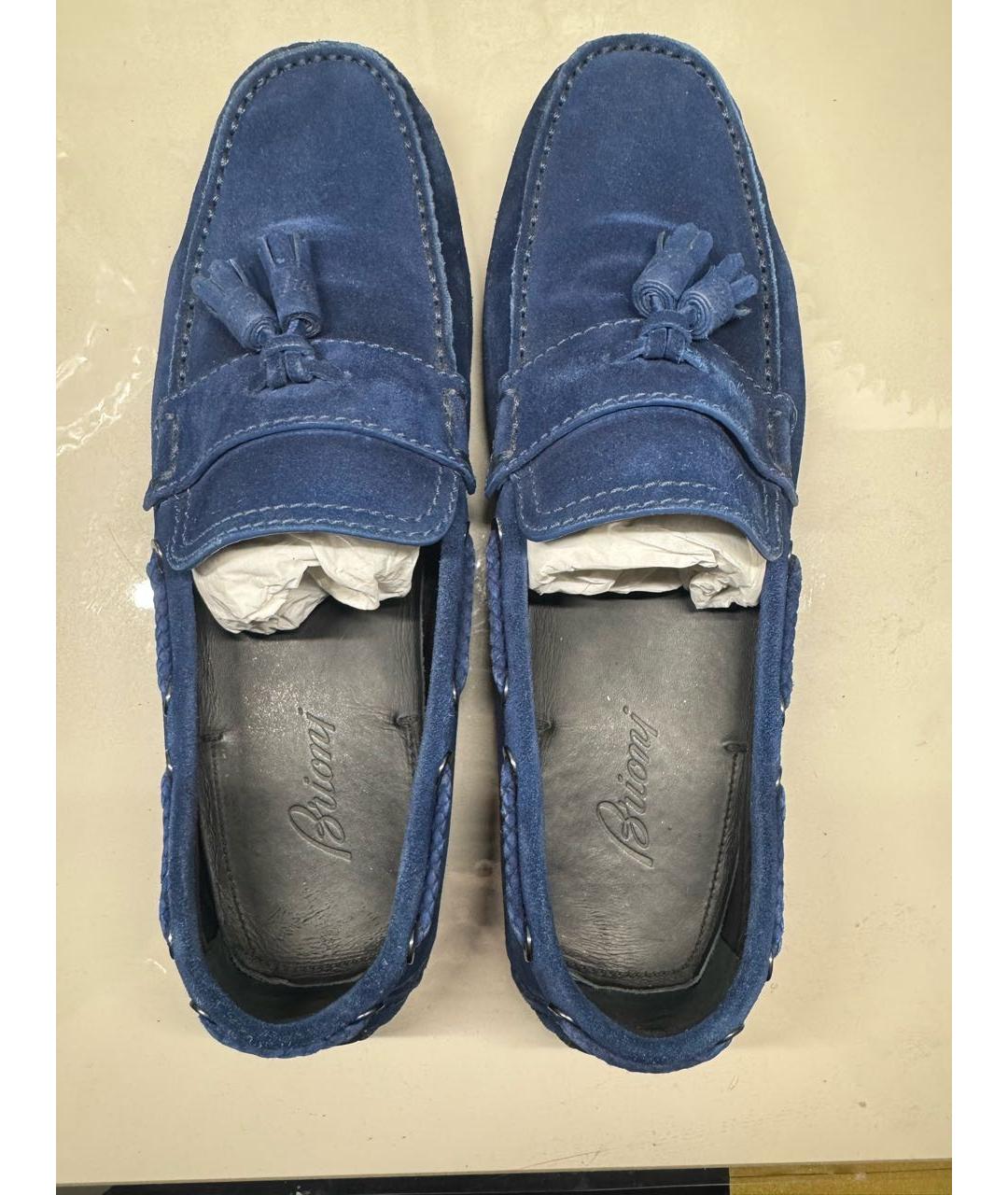 BRIONI Темно-синие замшевые мокасины, фото 3