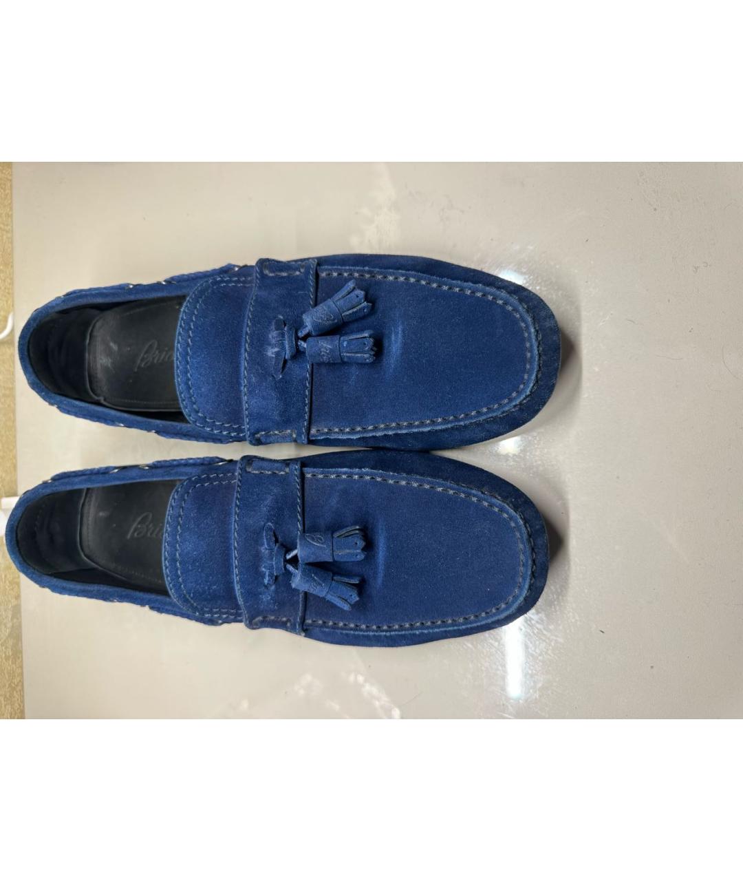 BRIONI Темно-синие замшевые мокасины, фото 5