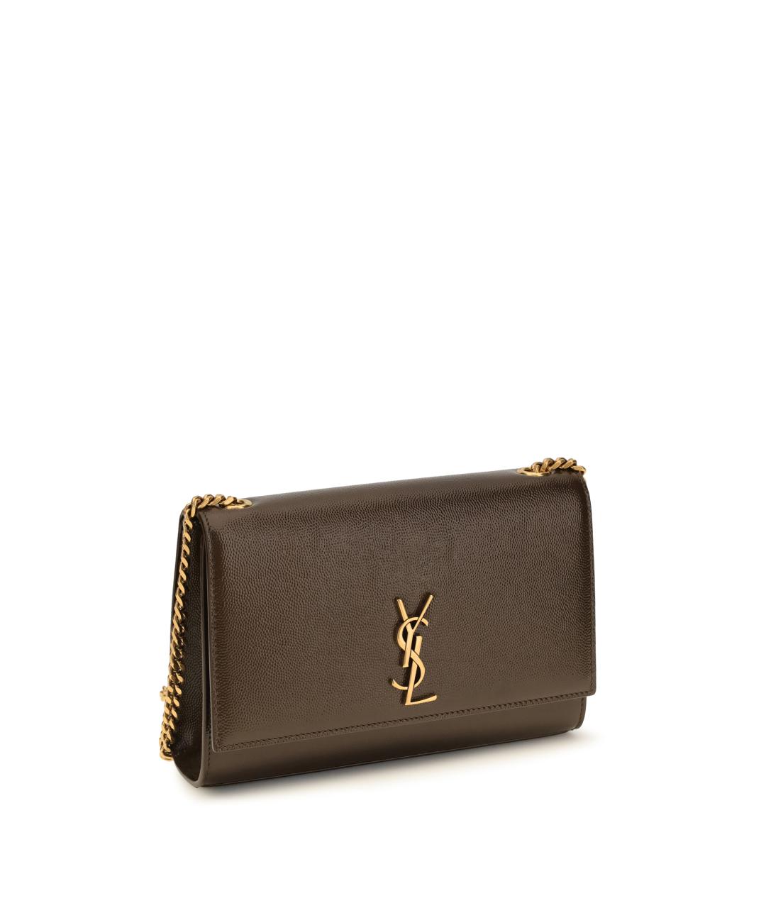 SAINT LAURENT Хаки кожаная сумка через плечо, фото 2