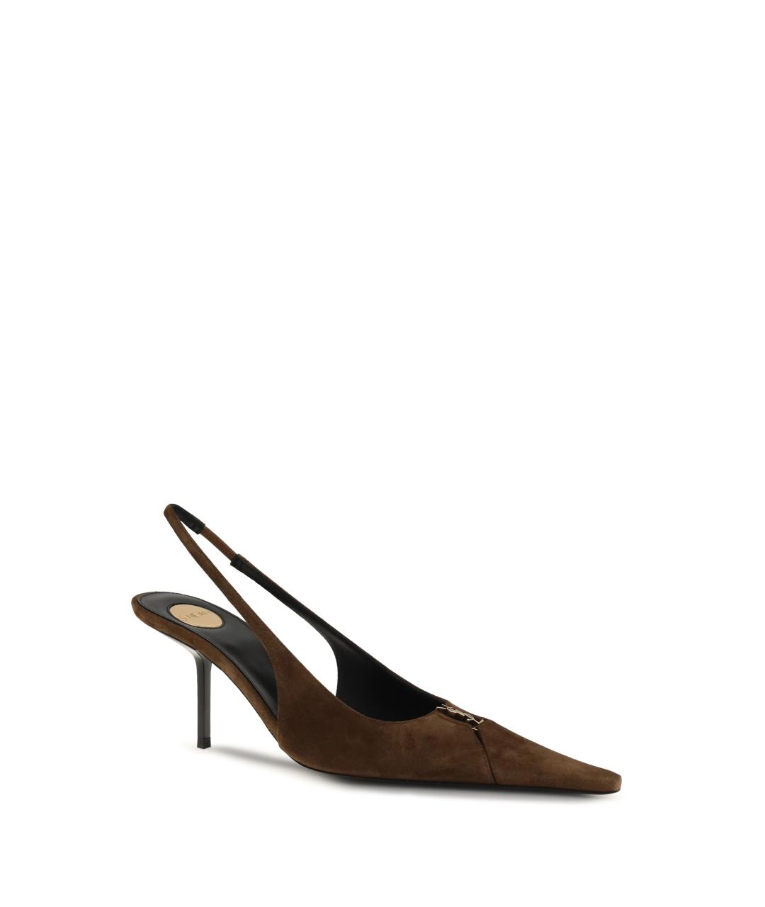 SAINT LAURENT Коричневые замшевые туфли, фото 2