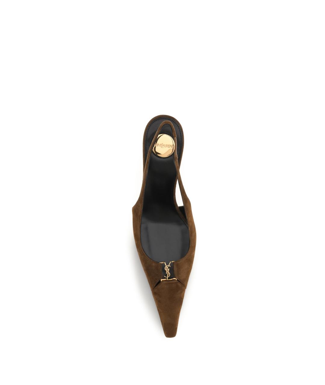 SAINT LAURENT Коричневые замшевые туфли, фото 4