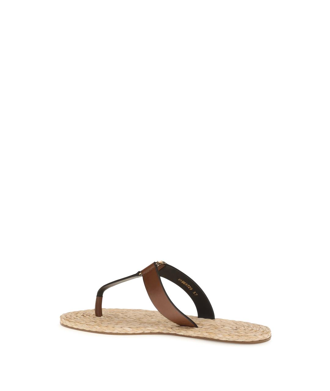 SAINT LAURENT Коричневые кожаные сандалии, фото 3