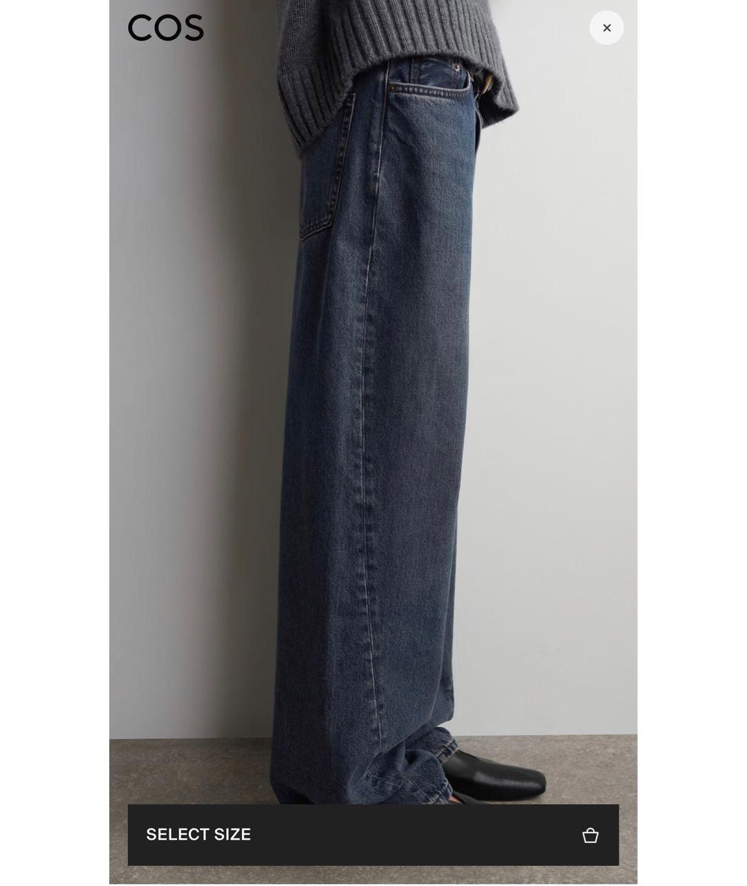 COS Темно-синие хлопковые прямые джинсы, фото 5