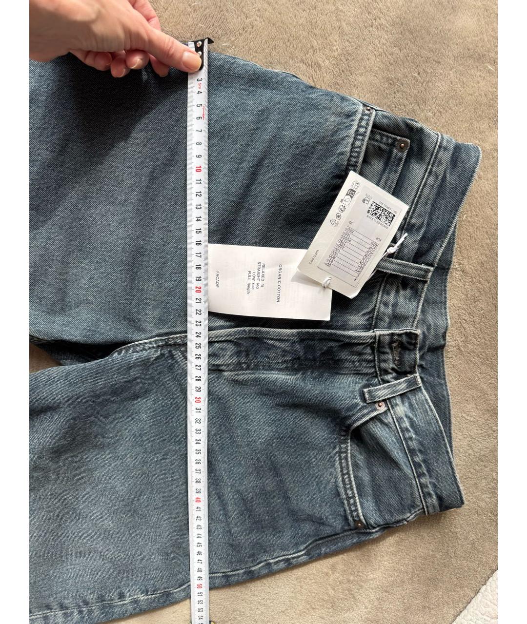 COS Темно-синие хлопковые прямые джинсы, фото 7