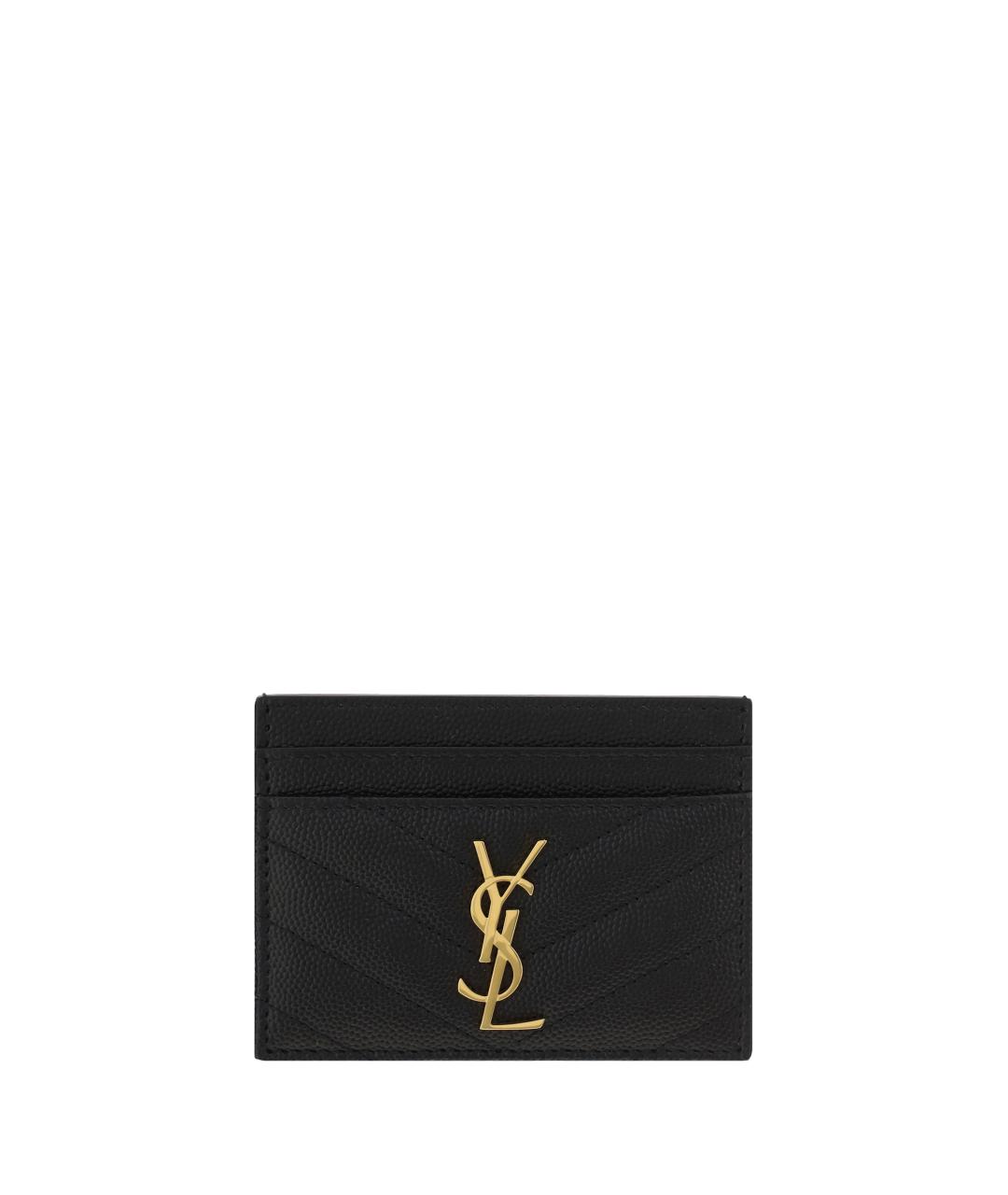 SAINT LAURENT Черный кожаный кардхолдер, фото 1