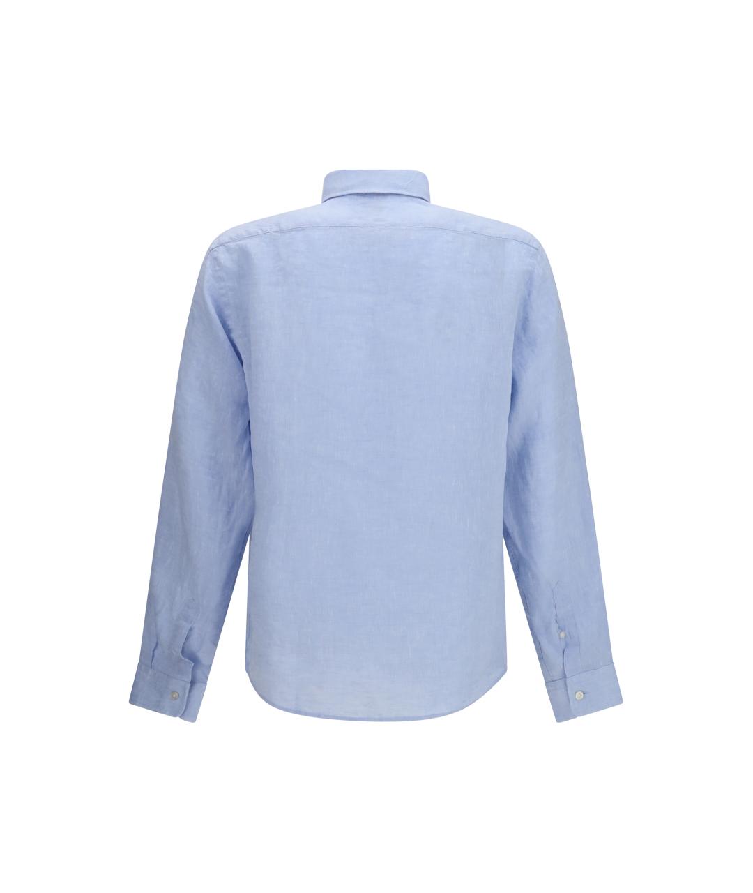 HUGO BOSS Голубая льняная классическая рубашка, фото 2