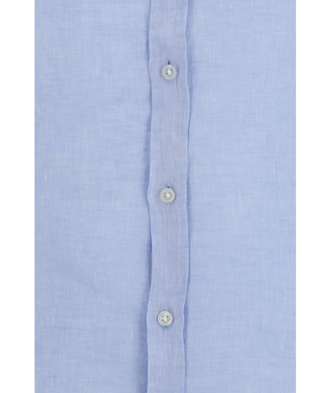 HUGO BOSS Голубая льняная классическая рубашка, фото 3