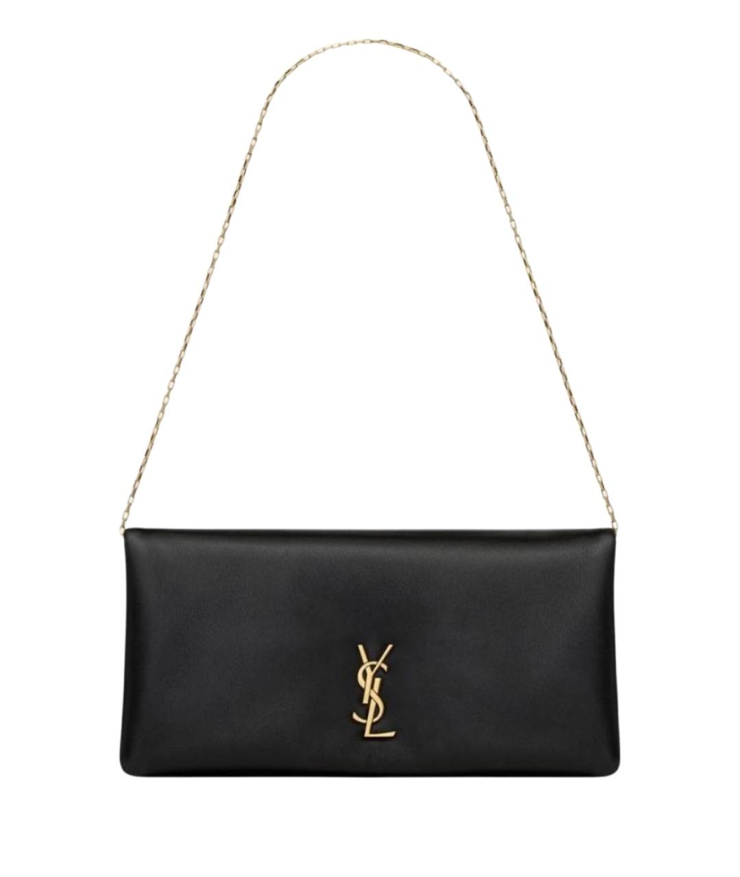 SAINT LAURENT Черная кожаная сумка через плечо, фото 1