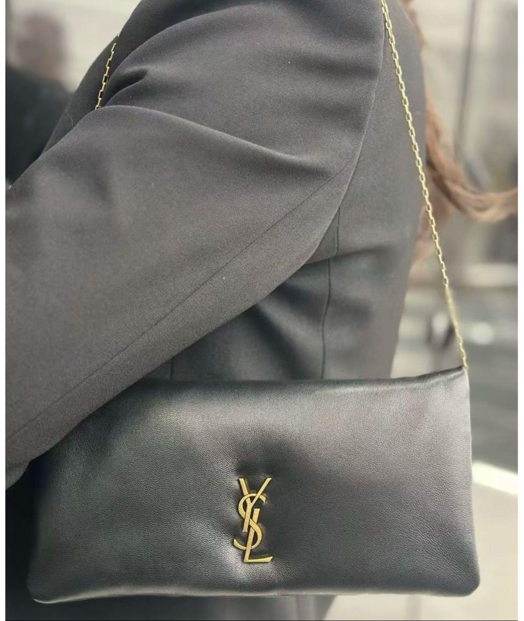 SAINT LAURENT Черная кожаная сумка через плечо, фото 8