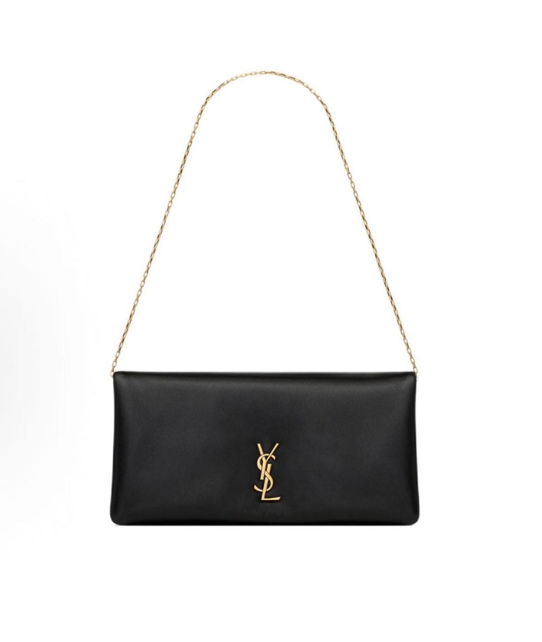 SAINT LAURENT Черная кожаная сумка через плечо, фото 9