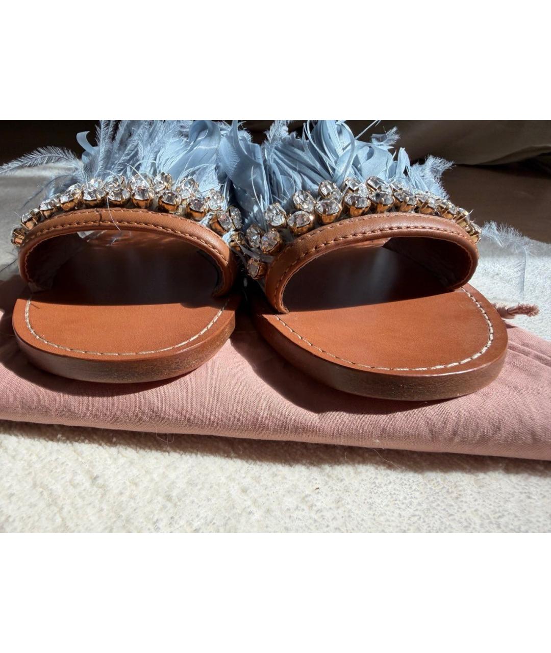 MIU MIU Голубые шлепанцы, фото 5